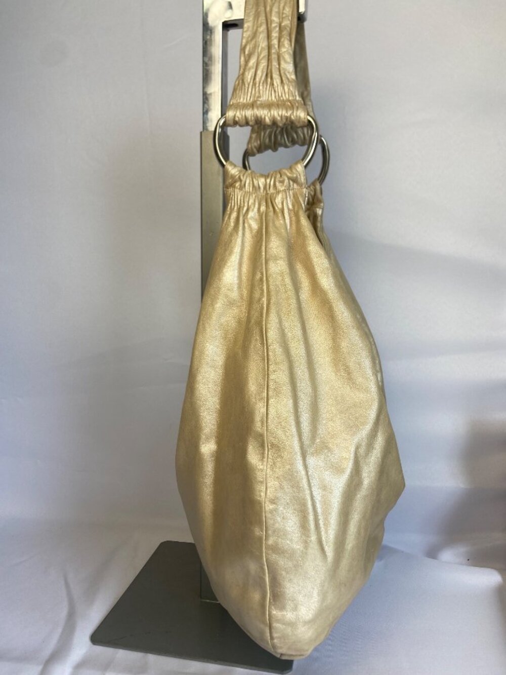 Hobo International Sheila Metallic Gold Crackle Leather Shoulder Bag Hobo - Picture 12 of 12